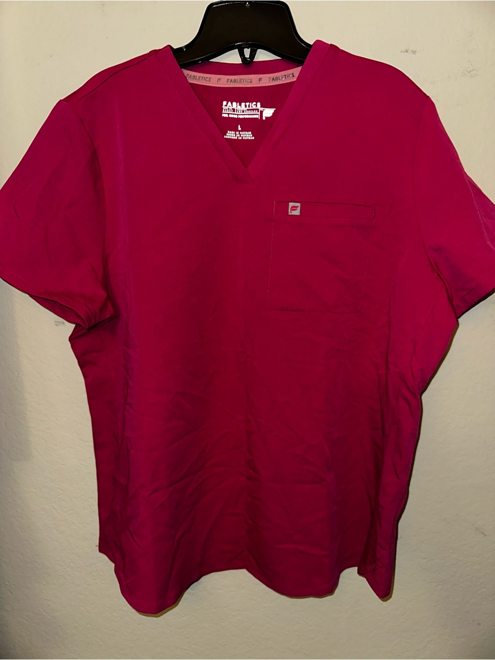 Fabletics scrub top hot pink size large